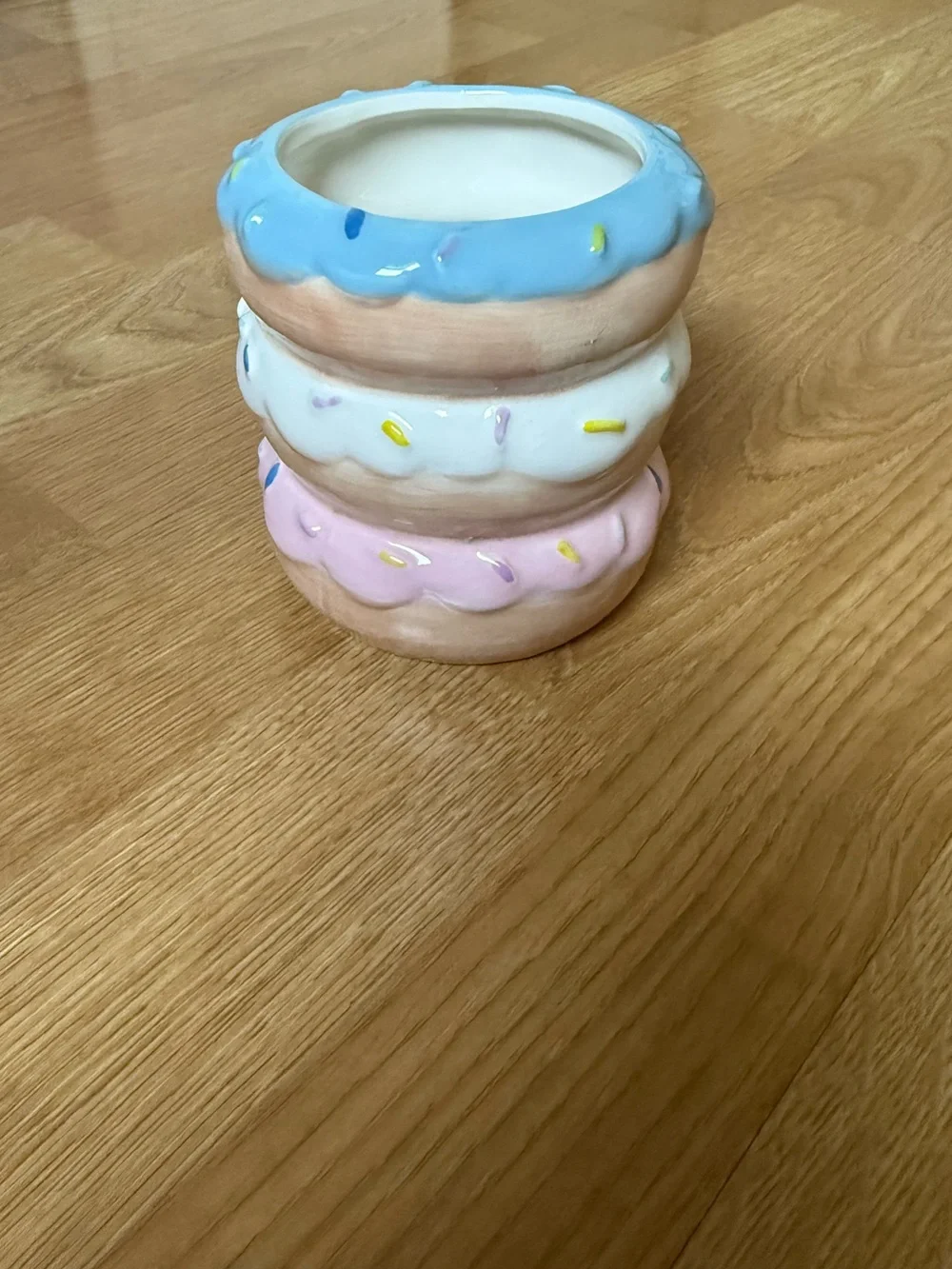 Ceramic Stackable Donut Container- Pastel Blue, White & Pink